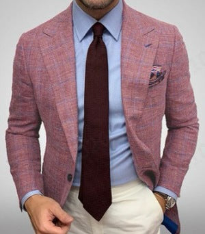 Men's Plaid Long Sleeve Suit Jacket