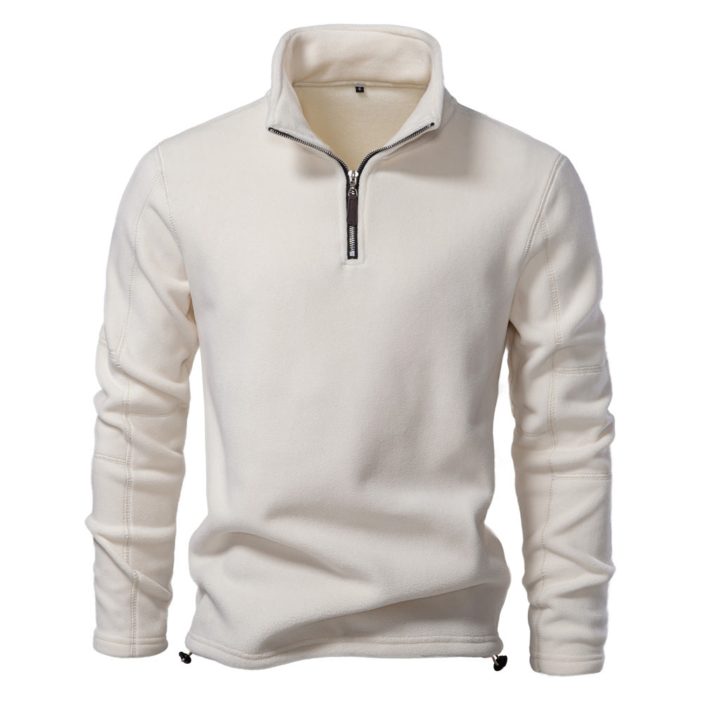 Men's Fleece-Lined Zip Stand Collar Sweatshirt