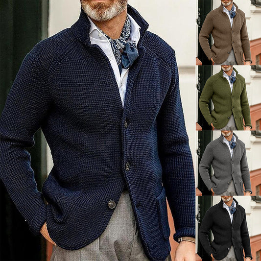 Men's Slim Fit Stand Collar Knit Cardigan