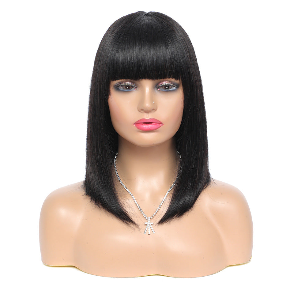 Real Hair Bob Wig - Short Women's Headgear