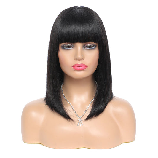 Real Hair Bob Wig - Short Women's Headgear
