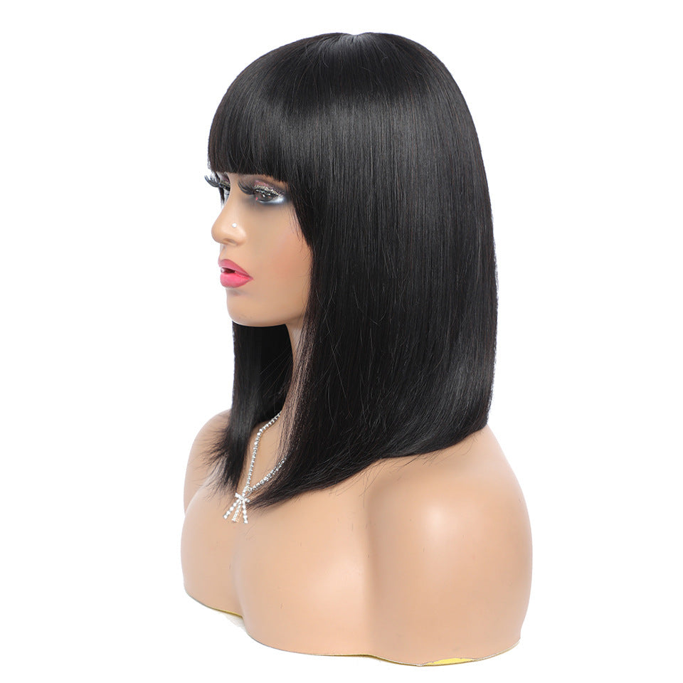 Real Hair Bob Wig - Short Women's Headgear