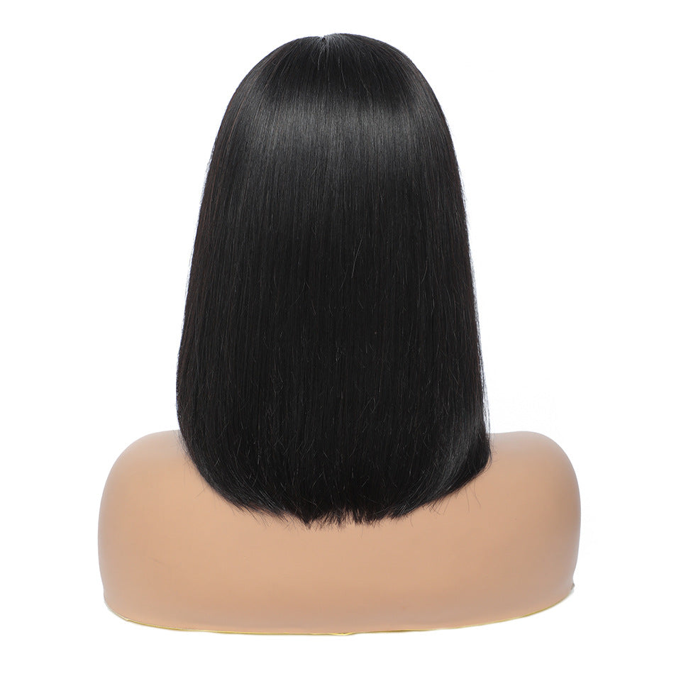 Real Hair Bob Wig - Short Women's Headgear