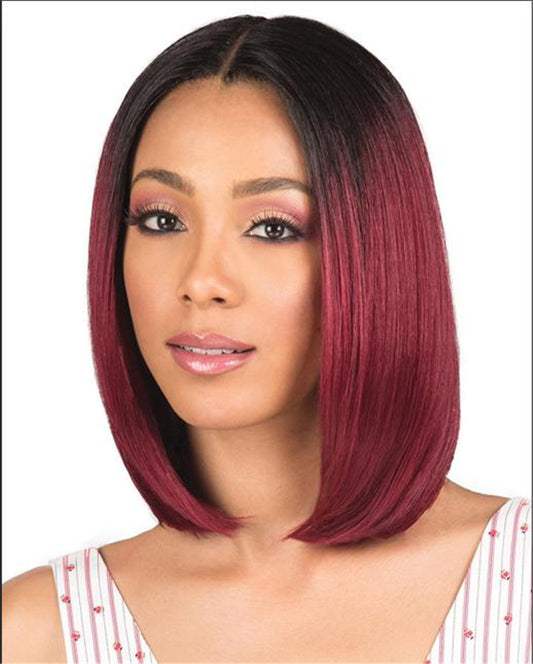 Black to Burgundy Ombre Bob Wig - Short Straight Hair