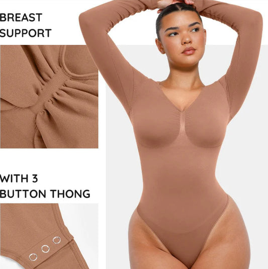 Long Sleeve Seamless Bodysuit with Tummy Control
